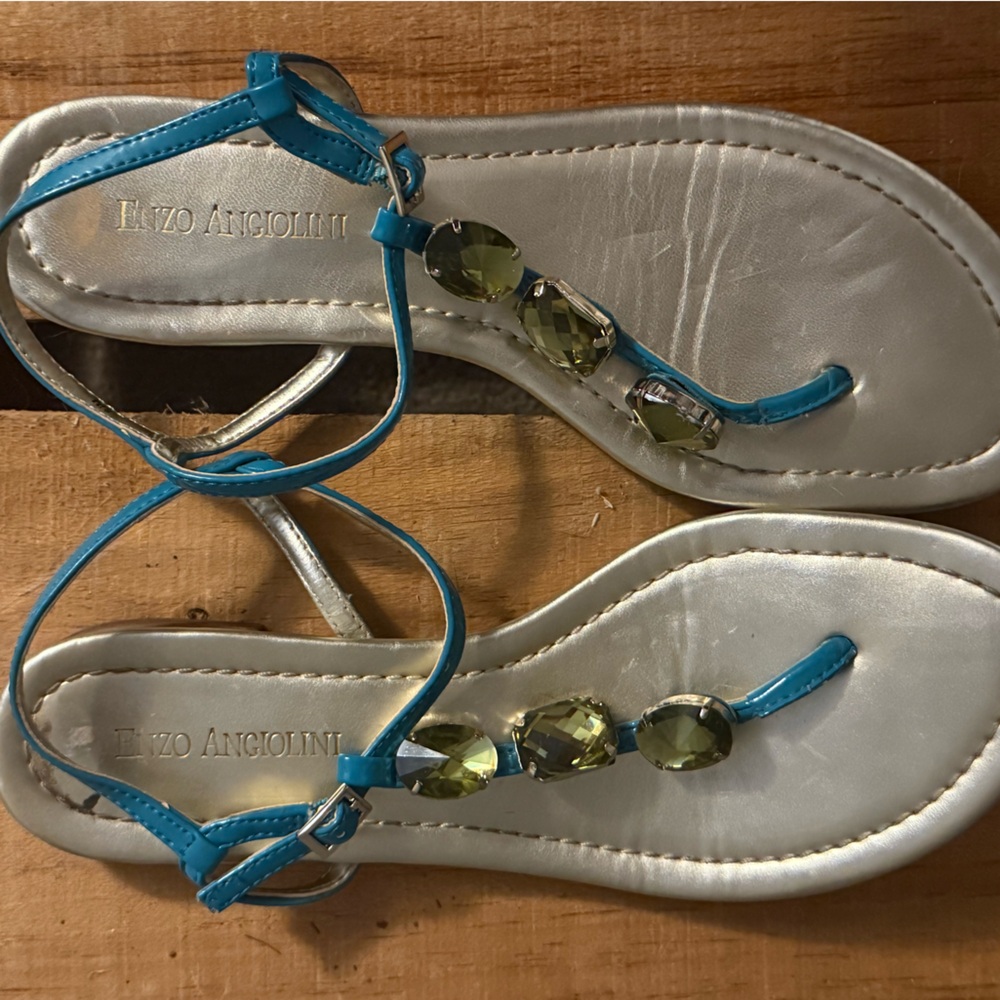 Enzo Angiolini Turquoise and Silver Sandals